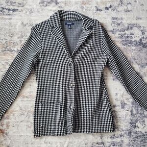 CHAPS Black & White Houndstooth Knit Blazer Jacket - Size Medium